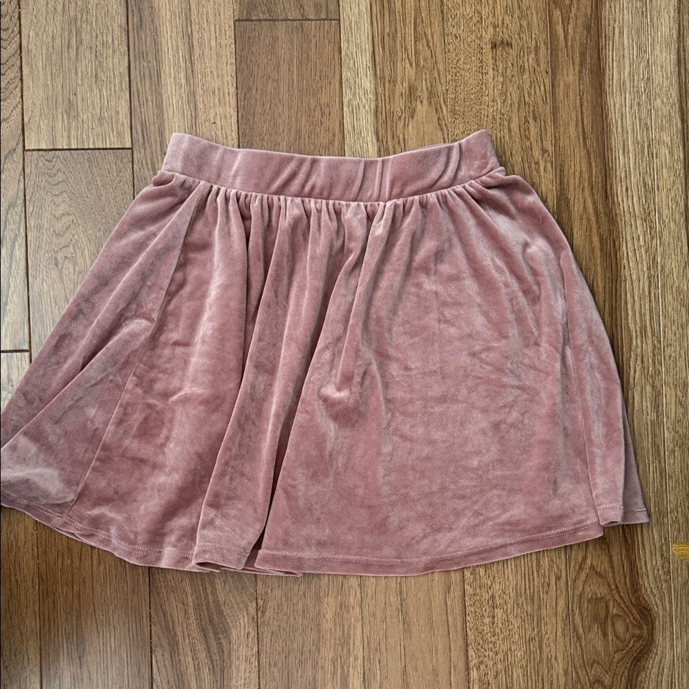 Pink Rose Velvet Skater Skirt in Dusty Pink